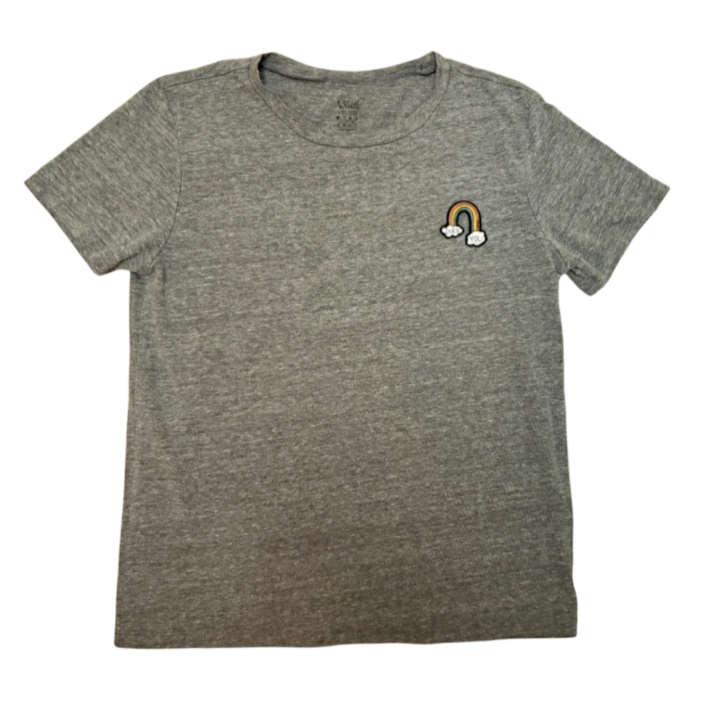 VANS "Over You" Rainbow Patch T-Shirt Women's Size Medium Grey
